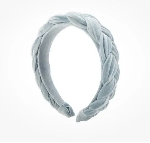Elemis Womens Velvet Braided Headband Hair Accessory Blue- NEW