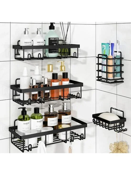 5-Pack Shower Caddy Organizer Rack, Rustproof Stainless Steel Wall Storage