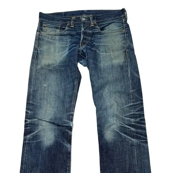 RRL Double RL Slim Fit Japan Woven Selvedge Denim Jeans Men's 29x32 Whiskering