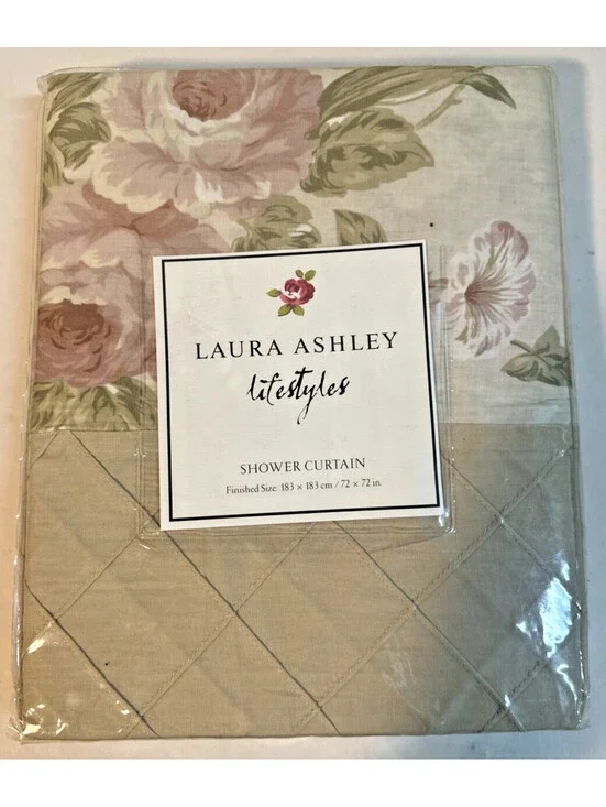 Laura Ashley Sommerset Floral Fabric Shower Curtain 100% Cotton 72