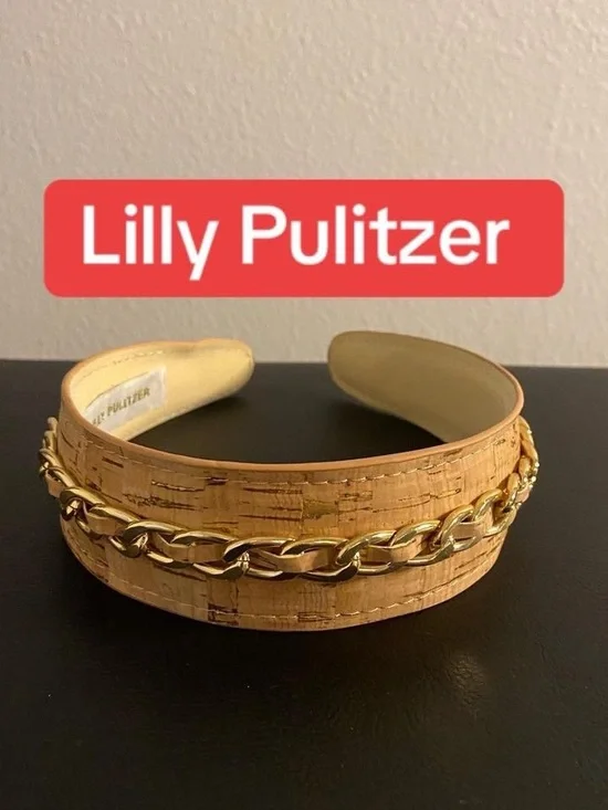 Lilly Pulitzer Cork Headband with Gold Chain Accent