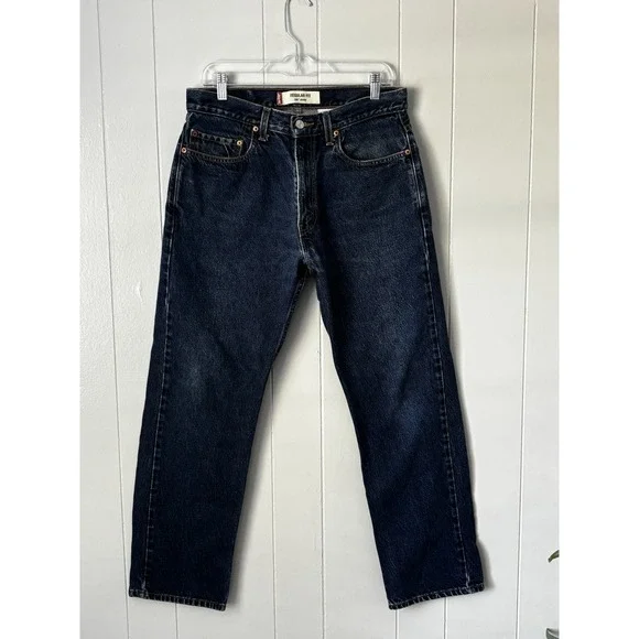 Levi's 505 Regular Fit Jeans Men's 33x30 Dark Wash Straight Leg Denim‎ 0334