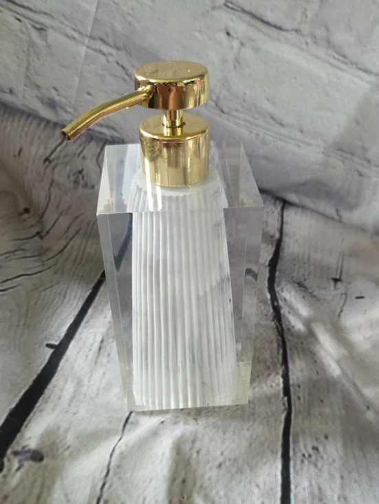Acrylic Clear Soap Dispenser with Gold Pump - White Interior
