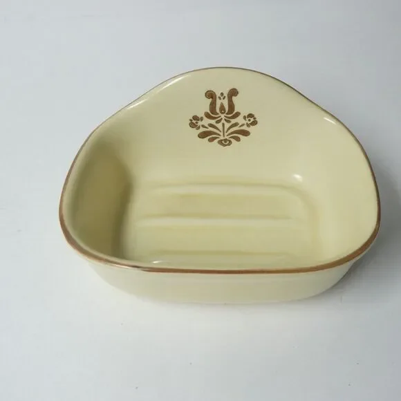 Pfaltzgraff Village Soap Dish Vintage Brown Floral Bathroom Bar Soap Holder
