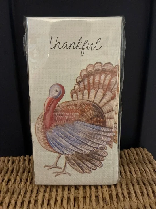 Mud Pie Thankful Turkey Printed Paper Guest Napkins