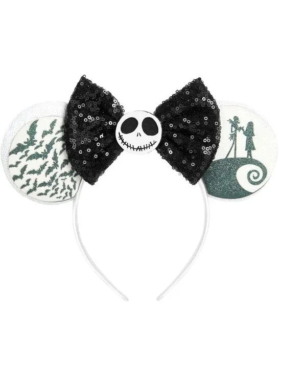 Women Ghost Bat Sequin Bow Mickey Mouse Hair Headband for Cosplay