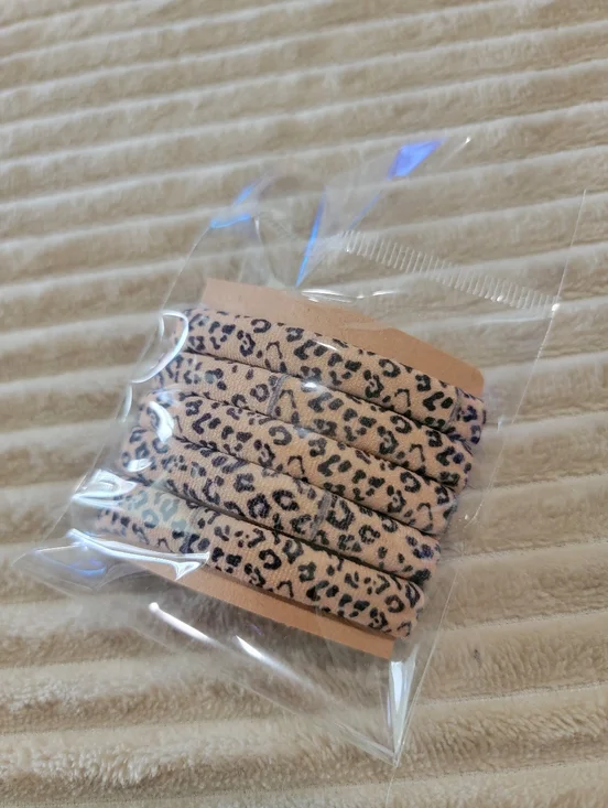 Leopard Print Elastic Hair Ties - Pack of 5