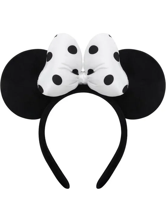 Women Black Polka Dot Bow Mickey Mouse Headband for Cosplay