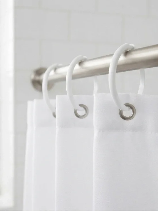 Healifty White Shower Curtain Hooks Rings Set of 21 Plastic Rust-Free
