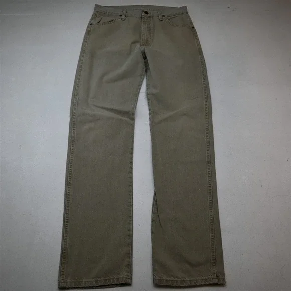 Wrangler 34x36 Khaki Denim 13MWZ Cowboy Cut 100% Cotton Mens Jeans