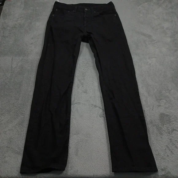 Levis 501 Jeans Mens 32x30 Black Denim Distressed Button Fly Cotton Pockets A2