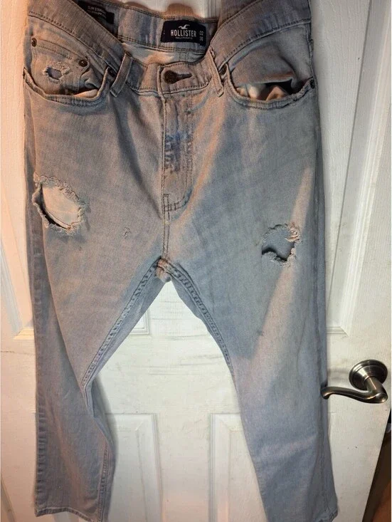 Y2K Hollister Epic Flex Slim Straight Jeans Men Blue Light Wash, Size 32x30