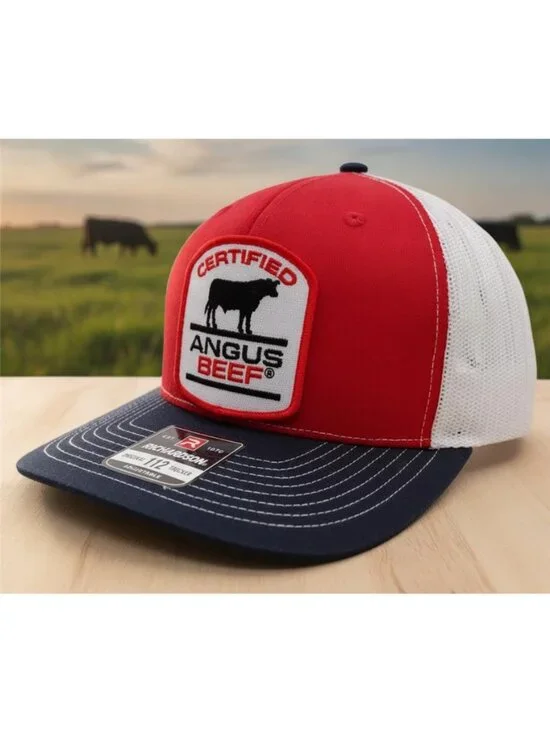 Retro Certified Angus Beef Patch Hat Richardson 112 Trucker Snapback Cap NWT 90s