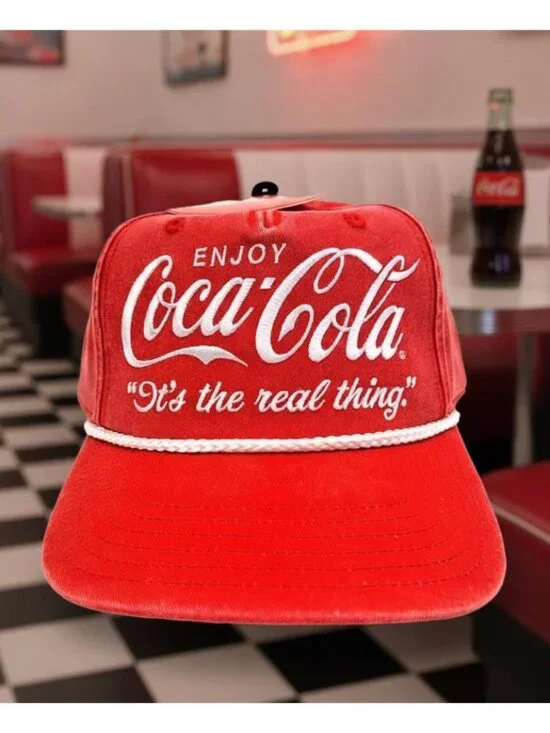 Licensed Coca Cola Vintage Rope Hat Red White Enjoy It’s The Real Thing NWT