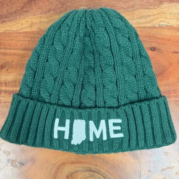 Green‎ Indiana HOME CABLE KNIT Beanie Hat Adult Unisex