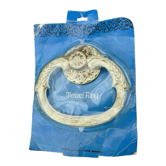 Kirsch Company Towel Ring Wall Mounted VTG White Gold BF11754 New Old Stock USA