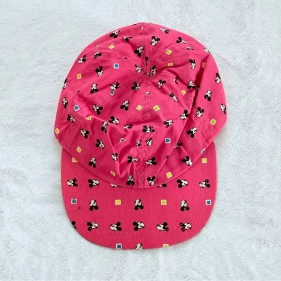 RARE Vintage 80s Mickey Mouse Hot Pink Cap Disney Atlas Compton USA Adult Size