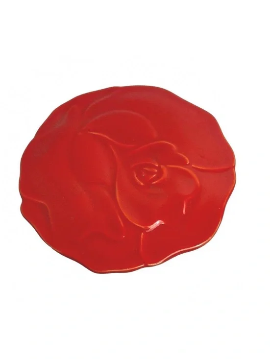 Red Rose Covered Trinket Dish Made in Japan