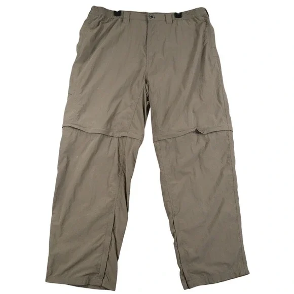 ExOfficio Convertible Hiking Pants Mens XL Khaki Nylon Zip Off Outdoor Travel