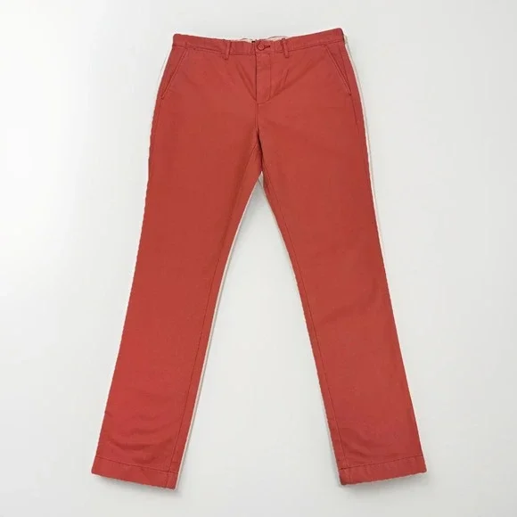 J.Crew NWT Mens 34 x 34 Broken In Chino Pants Coral Orange Tapered‎ Preppy