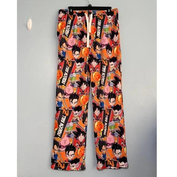 Dragon Ball Z Men's Medium Sleep Pants Goku Vegeta Anime Lounge Pajamas Orange