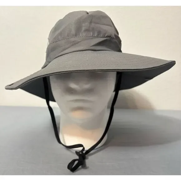 Sun Shade Boonie Hat Adjustable Foldable Bucket Ponytail Mesh Womens Gray