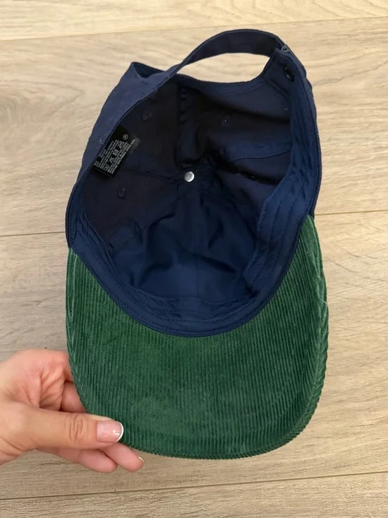 2 Toned Navy & Green Cotton Baseball Cap