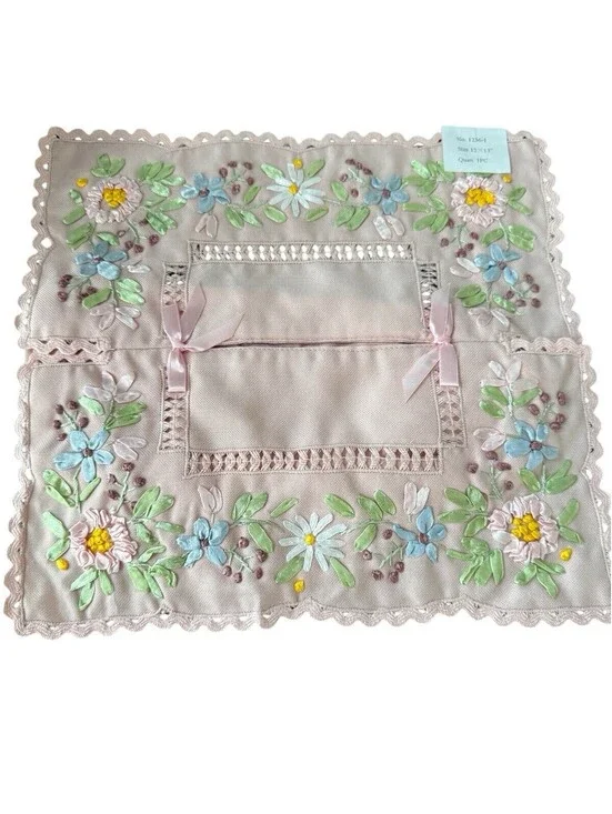 Vintage Fabric Pink Tissue Cover New 12” X 13” Fits Rectangular Box
