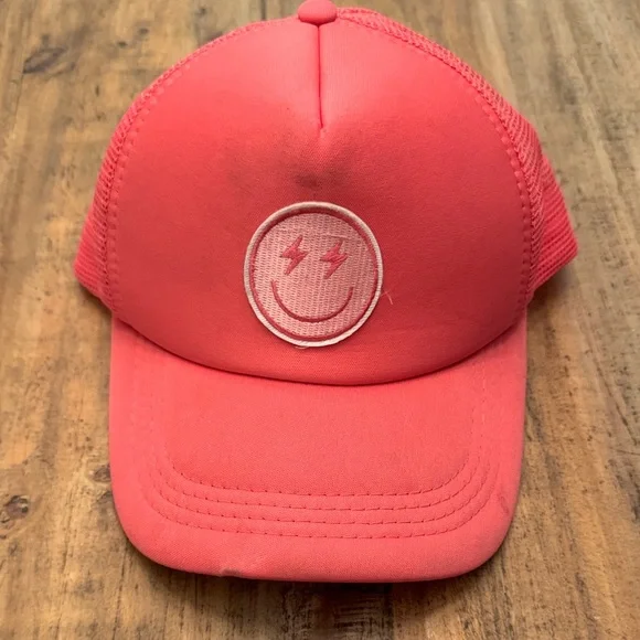 Pink Trucker‎ Hat with Smiley Face