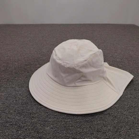 Lululemon Hat Sun Womens Large White Wide Brim Neck Flap Adjustable Chin Strap