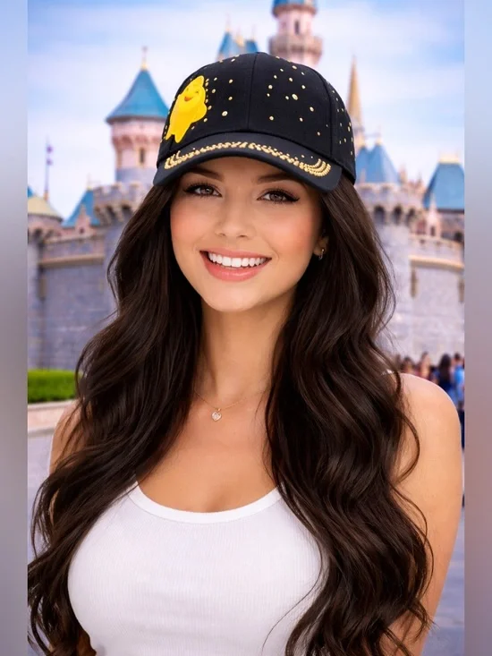 Disney Wish Star Black Gold Studded Baseball Hat NWT