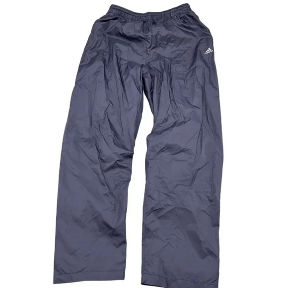 Adidas Track Pants Unisex Large 28w x 31L Blue Stitched‎ Logo Nylon Cotton