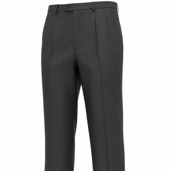 Pleated Pants Enrico Bertucci Mens 38X32 Black‎ Cuffed Trousers Windowpane New