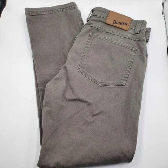 Duluth Trading Co Mens Flex Fire Hose Slim Fit Pants Grey 34x30 Workwear Rugged