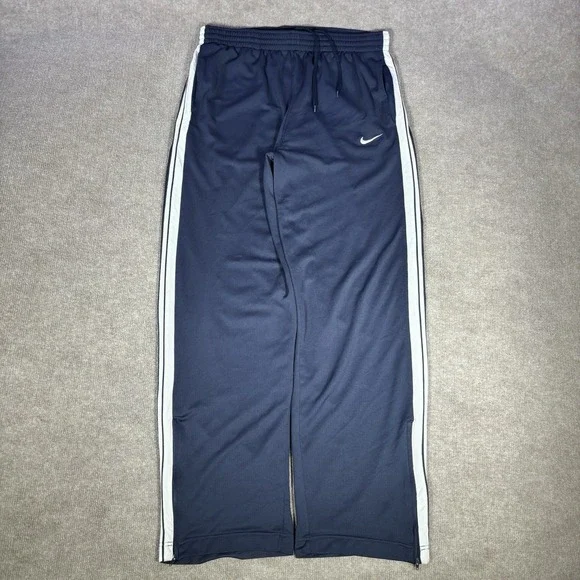 Vintage Nike Track Pants Mens XL Blue‎ Striped Straight Leg Baggy Basketball Y2K