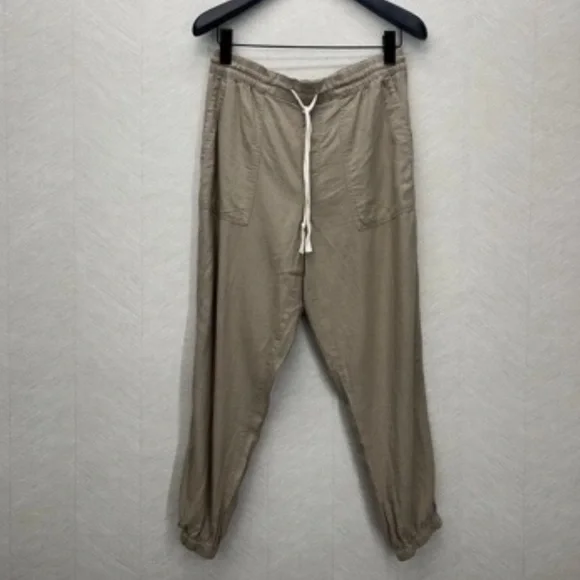 Men's Linen-Blend Drawstring Pants - Beige