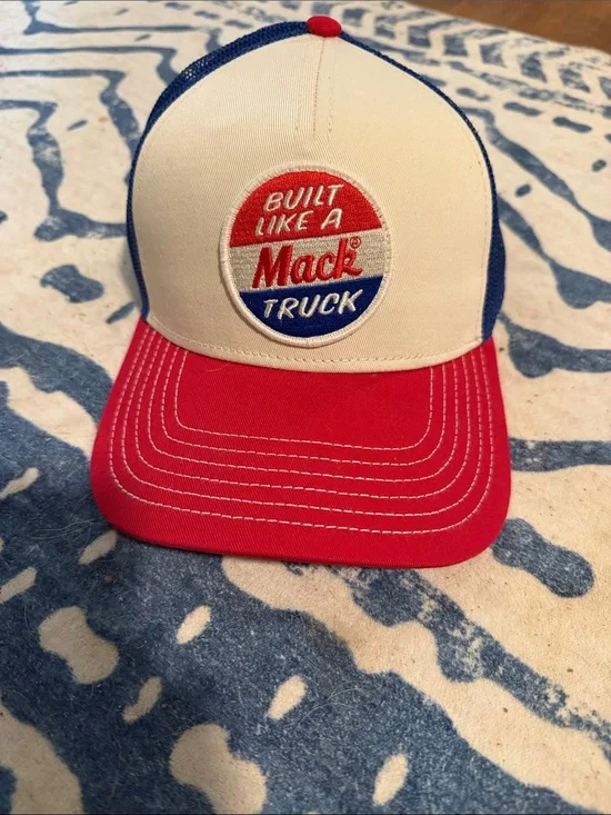 Mack 'Built Like A Mack Truck' Trucker Hat - Red, White & Blue