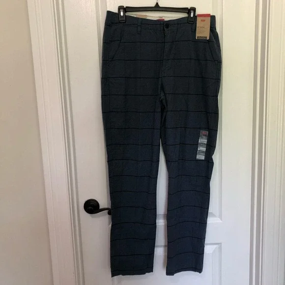 Levis XX Chino EZ Taper Mens Blue Black‎ Striped Stretch Pants Medium NWT