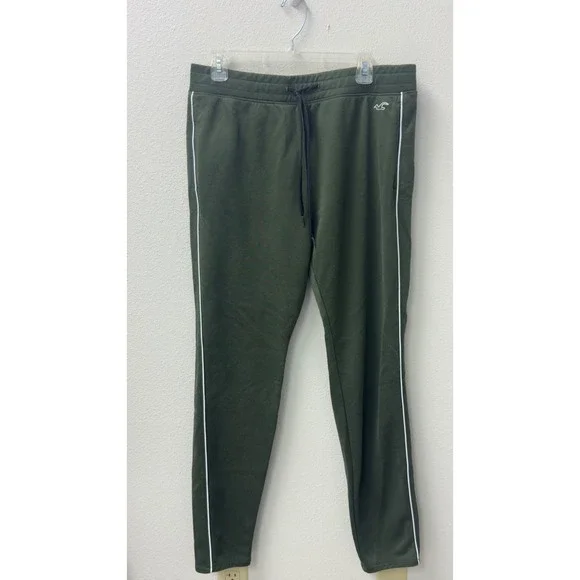 Hollister Jogger Pants Mens L Olive Green Side Stripe Sweatpants Gorpcore Preppy