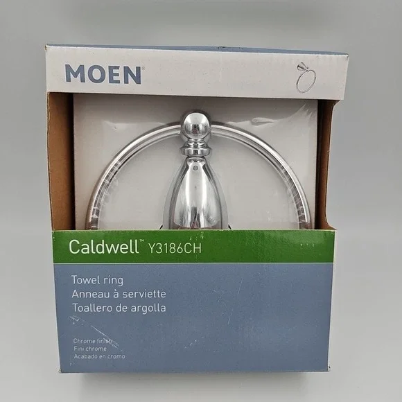 Moen Caldwell Towel Ring‎ Y3186CH Silver Chrome Finish Bathroom Hardware NIB