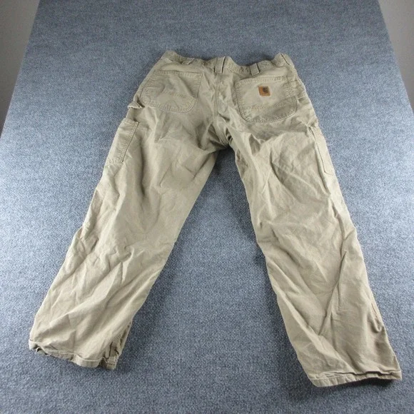 Carhartt Pants Mens 36x27 Beige B151 DKH Relaxed Canvas Carpenter Workwear