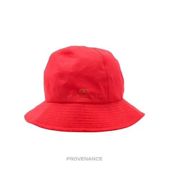 🔴 Balenciaga BB Logo Embroidered Bucket Hat - Red