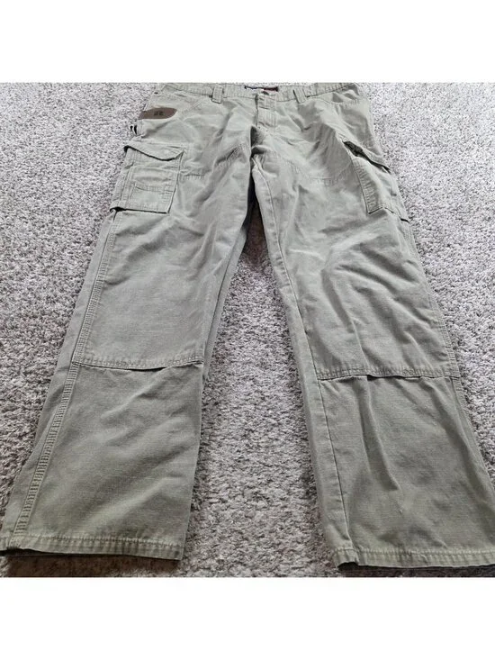 Wrangler Riggs Workwear Pants Mens 40x32 Beige Ripstop Carpenter Double Knee
