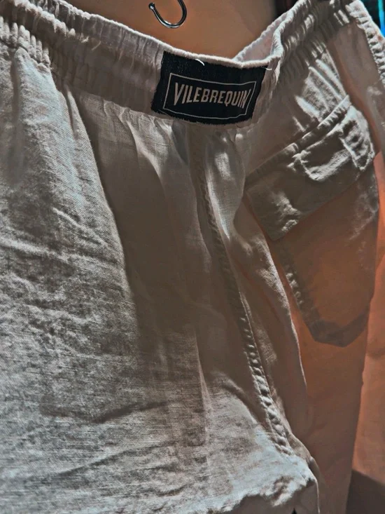 Vilebrequin White Textured Linen Waistband pants