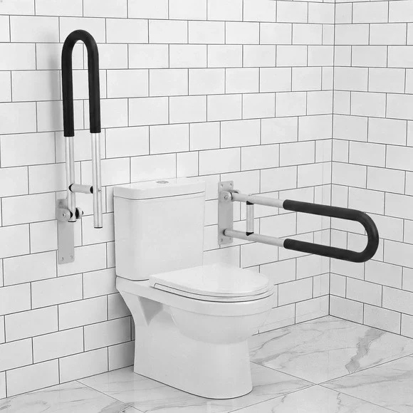 Zonon 2 Pack 23.6 in Flip Up Grab Bars Toilet Safety Rail Aluminum Elderly