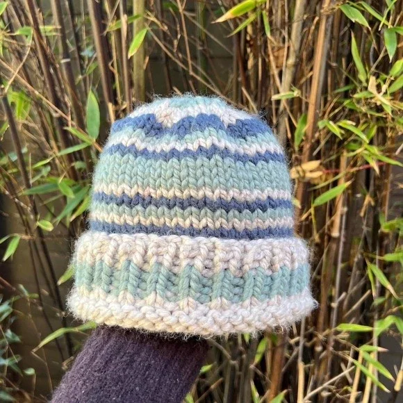 Salted Sea Hand Knit Chunky Beanie with Folded Brim, Unisex