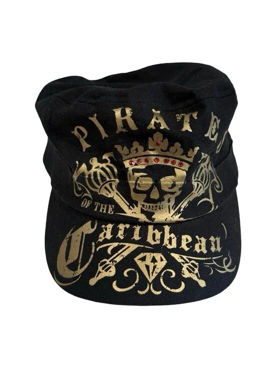 Disney Parks Pirates of the Caribbean Cadet Hat Cap Black Adjustable Strapback