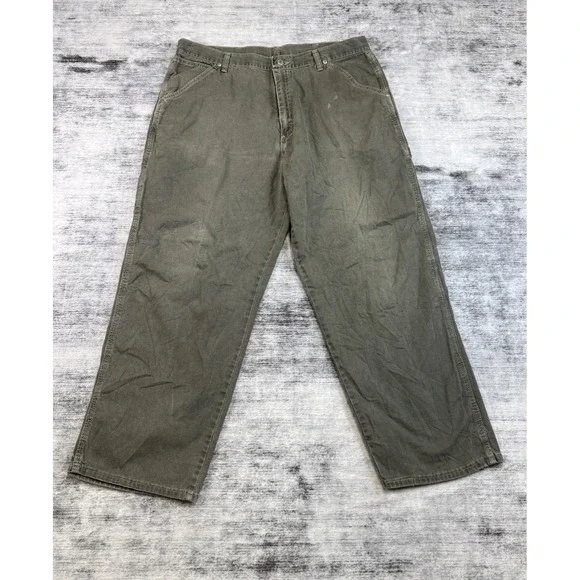 Wrangler WRG‎ Jean Co Mens Carpenter Pants Olive Green Relaxed See Measurement
