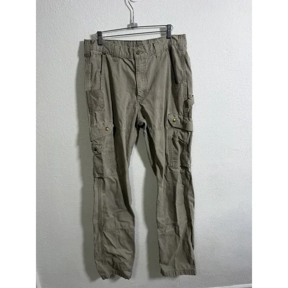 Vintage Carhartt Pants Mens 35x34 Gray Double‎ Knee Relaxed Fit B342 MOS Utility