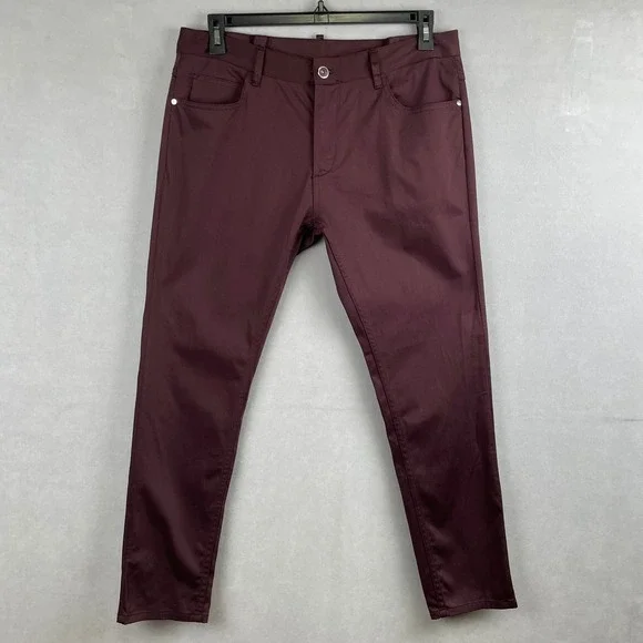 Zara Man Basic Collection Burgundy Slim Five Pocket Pants Mens USA 34 Euro Sleek